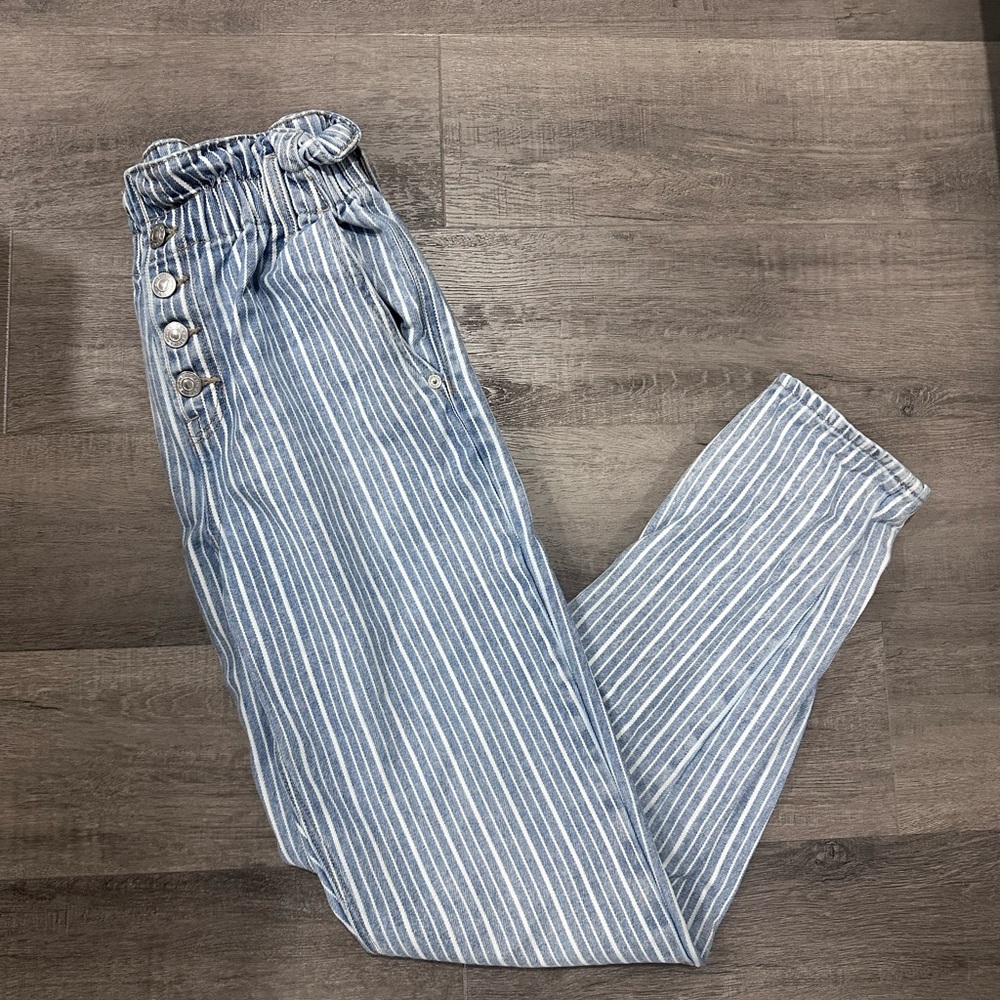 Striped Blue High-Waisted Women's Jeans